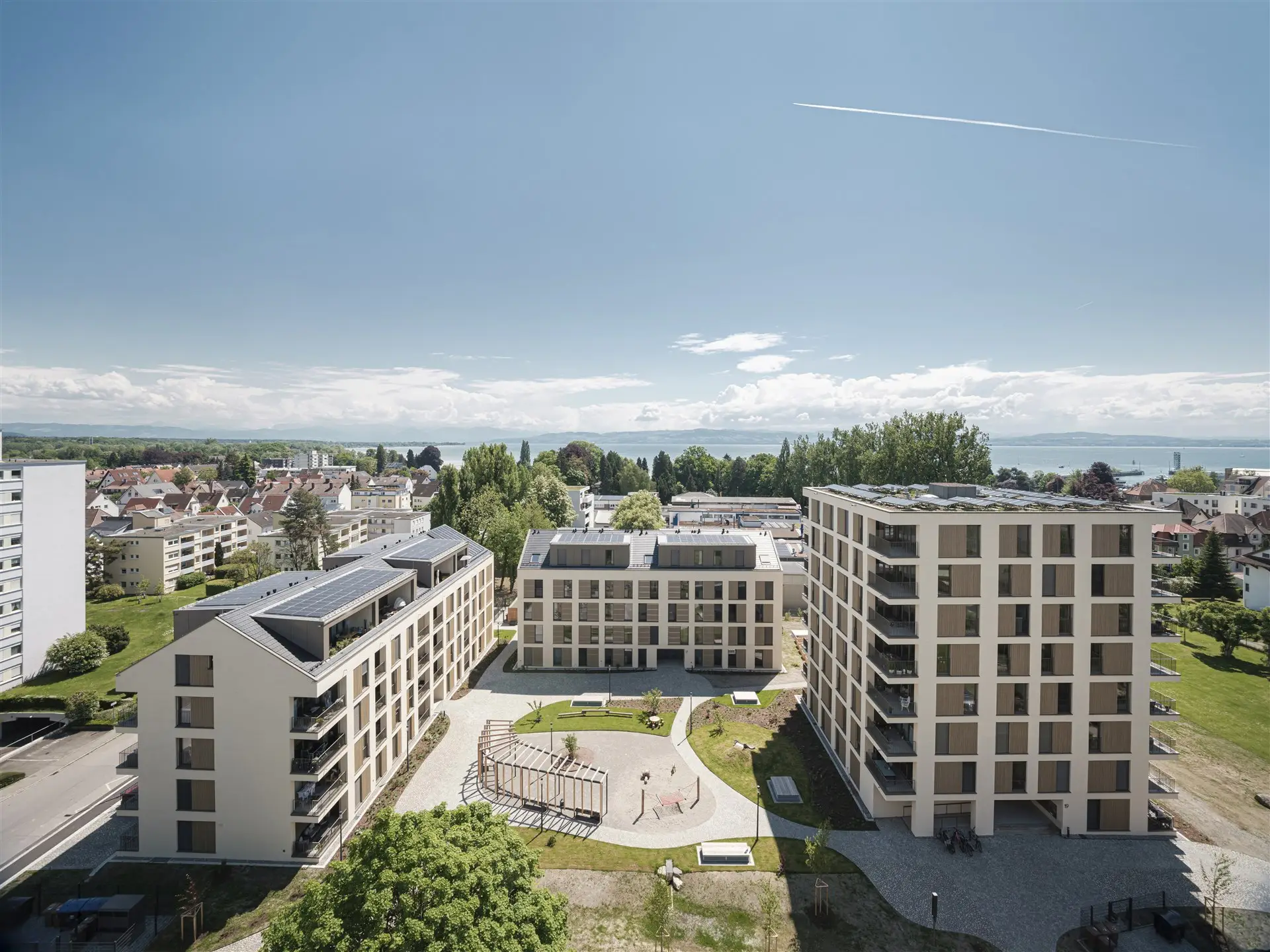 Freiflächen und Fassaden des Wohnquartiers
